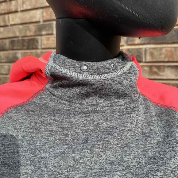 Nike Hoodie Womens M Pink Grey Pullover Athletic Therma Fit Raglan Sleeve Pocket - Picture 3 of 7